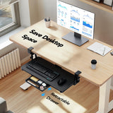 HUANUO Large Under Desk Keyboard Tray with Sturdy C-Clamp Mount, 26 (30.16" Including Clamps) x 12 inch Slide-Out Platform Computer Desk Heavy Duty Keyboard Tray with Storage Drawer for Typing, Black