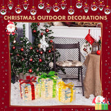 Set of 3 Christmas Lighted Gift Boxes with 140 LED Lights, Plug-in Holiday Decorations for Xmas Tree, Home, Indoor Outdoor Décor
