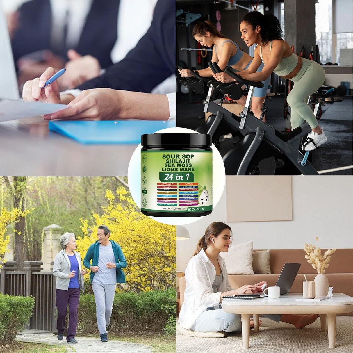 24 in 1 Soursop Capsules - Graviola Soursop Capsules with Shilajit, Sea Moss, Lions Mane, Turmeric, Ashwagandha, Vegan, Ginger & Manuka Honey and More, Non-GMO, 90capsules