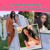 16 Inch Bob Lace Front Wigs Human Hair 13x6 Bob Wig Human Hair Glueless 210 Density HD Deep Wave Lace Front Wigs Human Hair Pre Plucked With Baby Hair Short Wigs For Black Women Curly Human Hair Wig