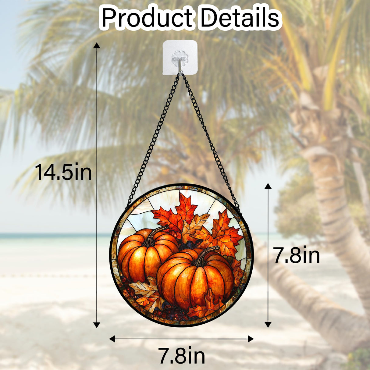DASTOLL Stained Glass Window Hanging, Pumpkin Maple Leaf Suncatcher for Doors Home Sun Catchers Decoration and Christmas, Mother's Day Birthday Gifts for Women, Men, and Mom 7.8 in