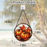 DASTOLL Stained Glass Window Hanging, Pumpkin Maple Leaf Suncatcher for Doors Home Sun Catchers Decoration and Christmas, Mother's Day Birthday Gifts for Women, Men, and Mom 7.8 in