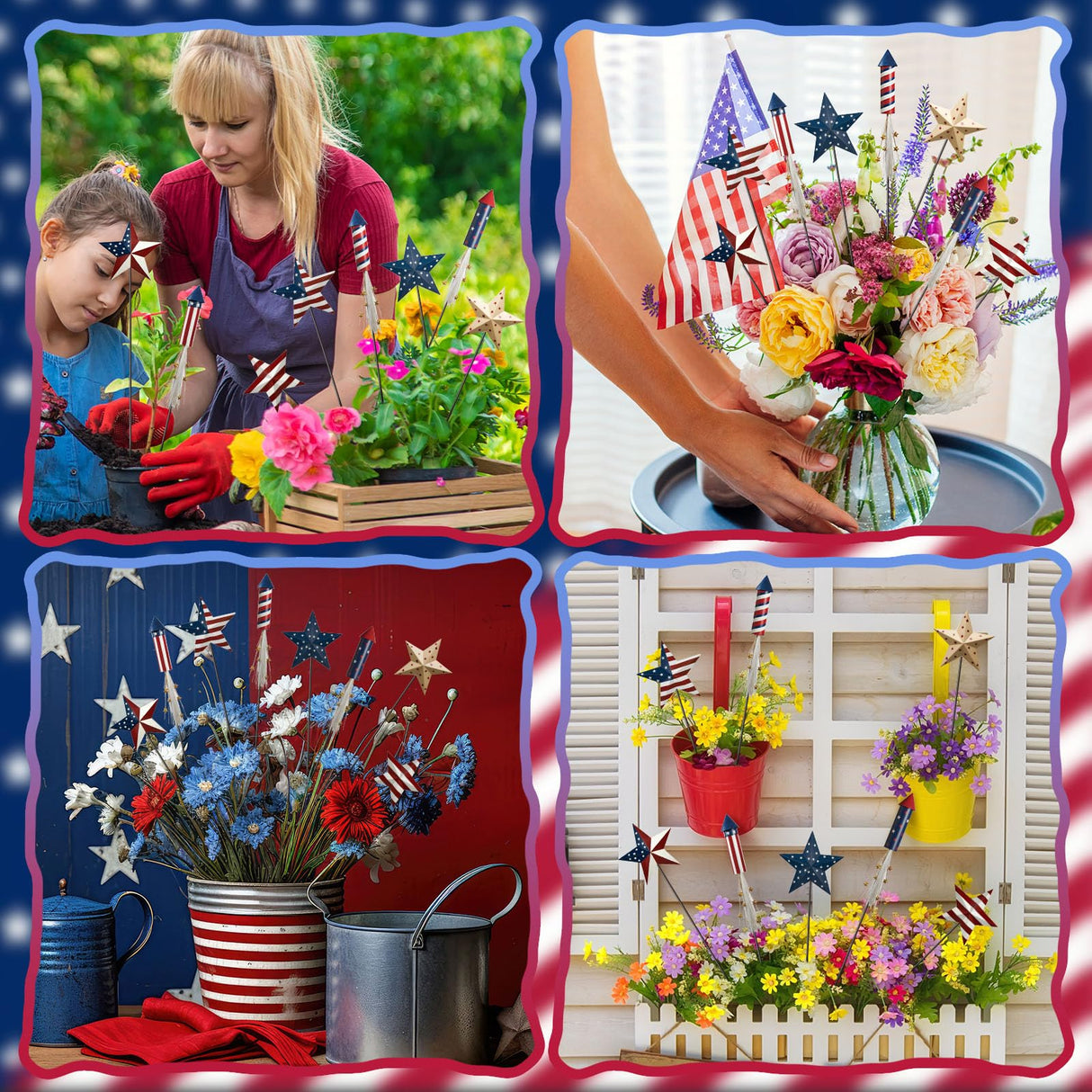 Shimeyao 8 Pcs Metal 4th of July American Garden Stakes Patriotic Metal Garden Signs 12 Inch Barn Star Independence Day Yard Signs Outdoor Decor for Home Lawn Porch Holiday Front Backyard
