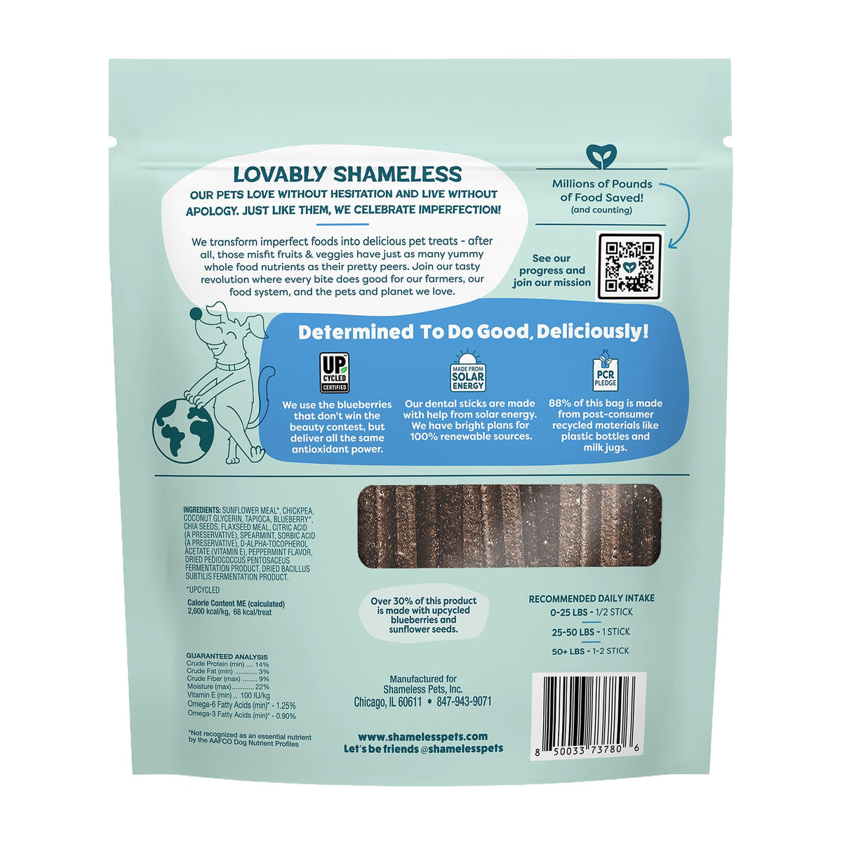 Shameless Pets Blueberry & Mint Dental Chews for Dogs, 32 Chews
