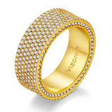 VISDIV Gold Wedding Rings for Women 925 Sterling Silver 14k Gold Plated Promise Engagement Non Tarnish Bands Rings CZ Simulated Diamond Chunky Eternity Statement Wide Rings for Her