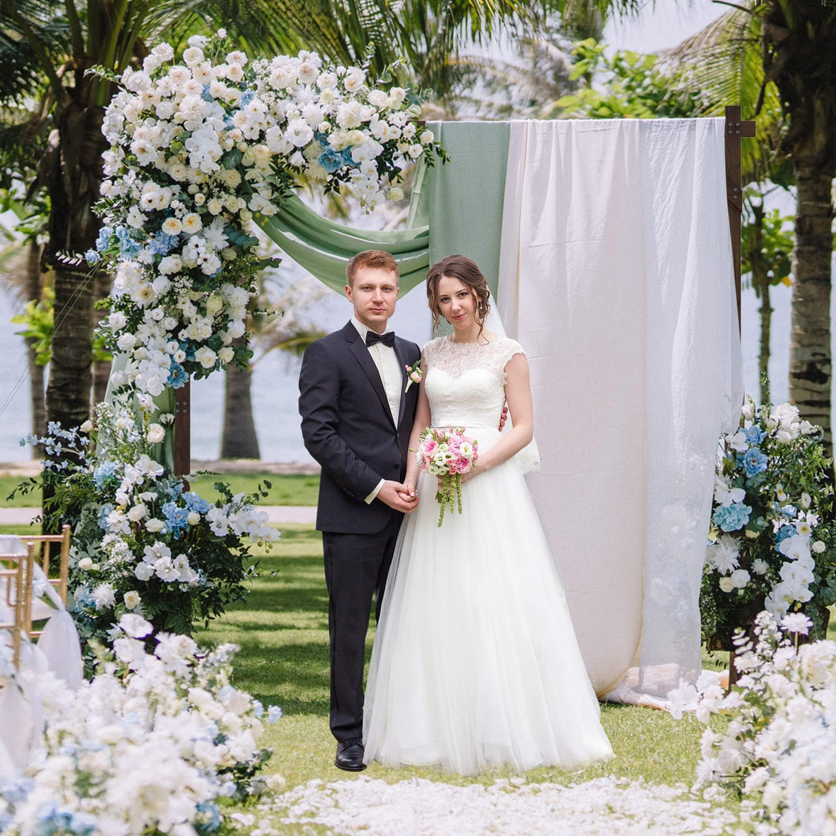 Xiomot Wooden Wedding Arch 7.2FT Square Wood Arches Arbor Backdrop Stand