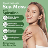 Atlantic Naturals Sea Moss with Spirulina Superfood Capsules - Multivitamin Supplement Supports Healthy Iron and Immune Health, Alternative to Seamoss Gel and Powder - Irish Sea Moss Capsules (120 ct)