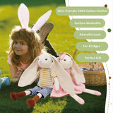 Mikee Fluffie 15" Bunny Stuffed Animal for Girls, Plush Toy Doll -Wearing Pink Plaid Dress,Cute Doll Set Dress Up for 3 4 5 Year Old Girl - Gift for Little Girl, Birthday, Easter,Christmas…