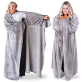 Super Blanky Wearable Blankets for Women, Adult Wearable Blanket Men, Christmas Gifts for Women, Comfy Girlfriend Birthday Gifts for Her, Wife Birthday Gift Ideas, Blanket With Sleeves - Light Gray