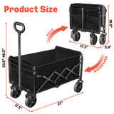 Wagons Carts Foldable,360 lbs Collapsible Wagon with Wheels Foldable Wagon Cart with Flexible Handle,Lightweight Portable Folding Cart for Camping Beach Picinic Grocery Outdoor Sports Shopping(Black)