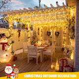 JMEXSUSS 38.8FT Icicle Lights for Outside, 400 LED Icicle Christmas Light Outdoor Indoor Plug in, Warm White String Lights for Christmas House Patio Party Fireplace Holiday Decorations