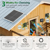 25W Solar Fan for Chicken Coop with Battery, Solar Exhaust Fan for Shed & Greenhouse, 3 Modes Controller (Continuous/Timer/Motion Sensor), Solar Powered Fan for Intake or Exhaust Vent Cooling
