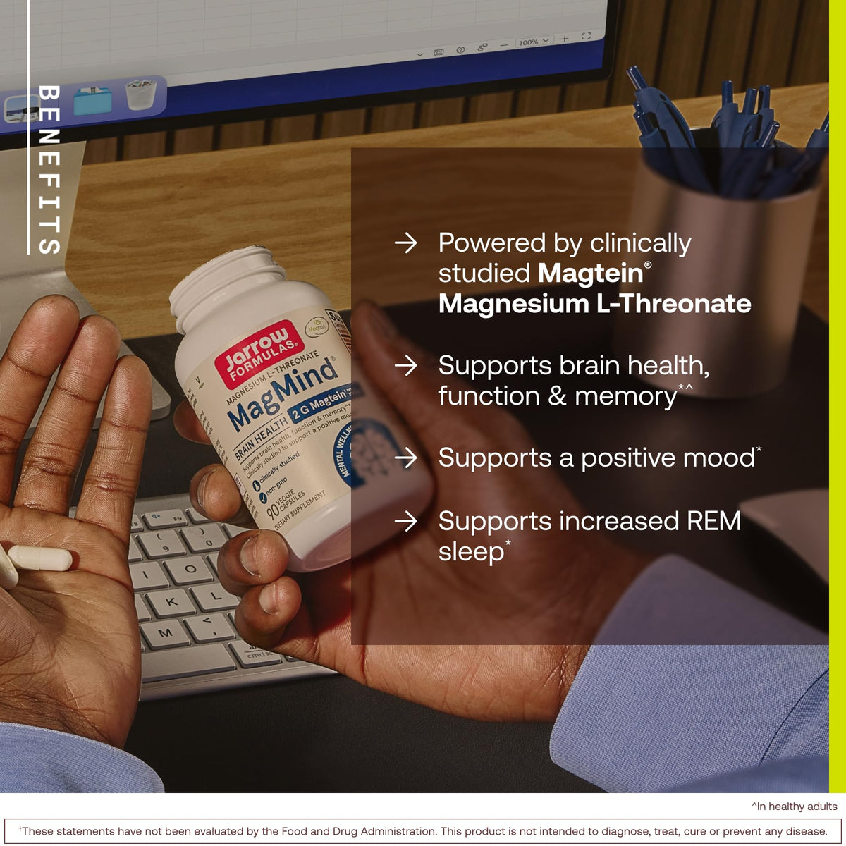 Jarrow MagMind Magtein Magnesium L-Threonate, 90 Capsules