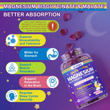 NEVISS Magnesium Glycinate Gummies for Adults & Kids 4+, Sugar Free Magnesium Bisglycinate Supplement 400/200mg with B6D3, L-Theanine for Zzz & Relaxation, Brain, Melatonin Free Gummies, 2Pack