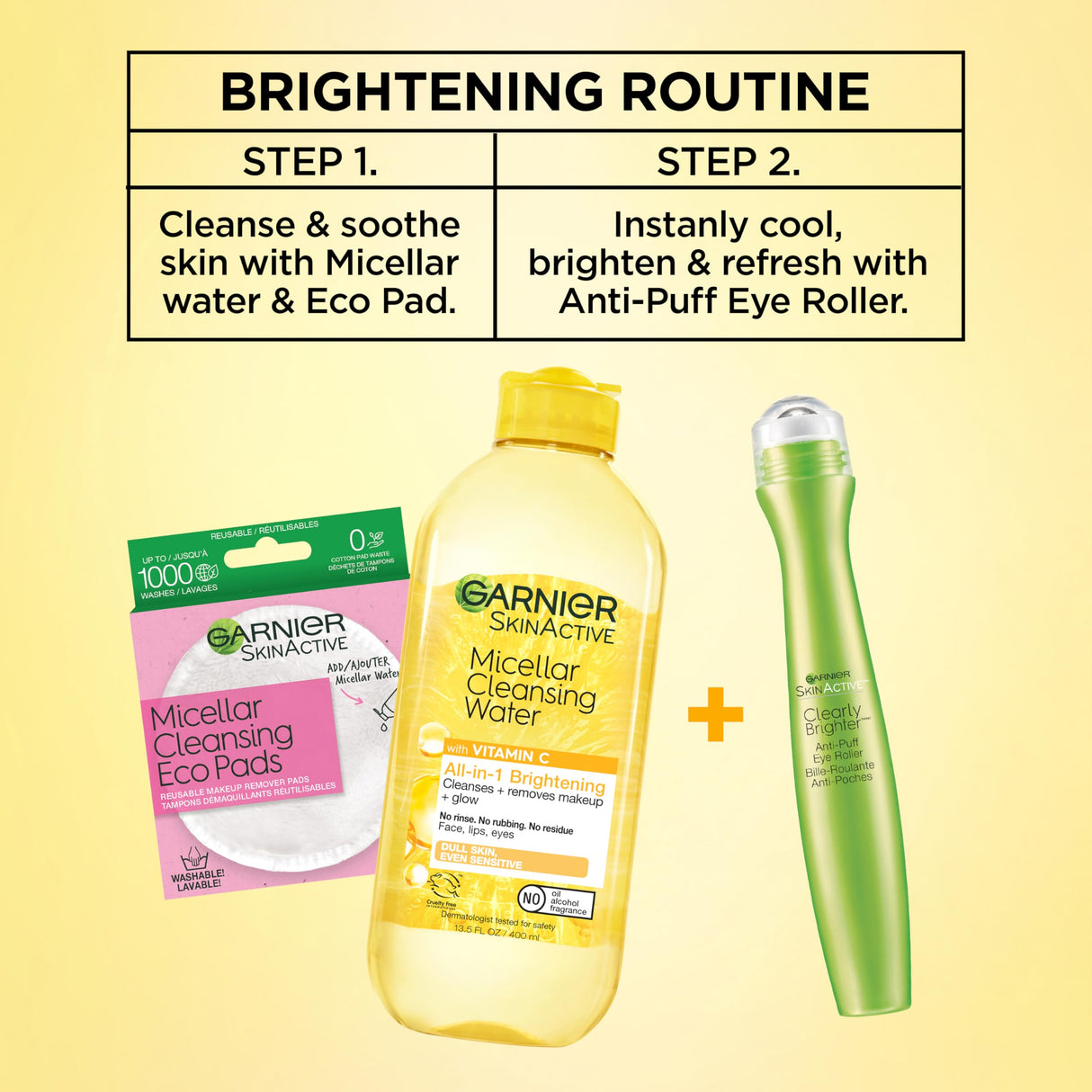 Garnier Clearly Brighter Anti-Puff Eye Roller, Dark Circles Under Eye Treatment with Caffeine and Vitamin C, 0.5 Fl Oz (15mL), 1 Count (Packaging May Vary)