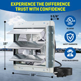 iLIVING 12" Wall Mounted Shutter Exhaust Fan, Automatic Shutter, with Thermostat and Variable Speed controller, 0.6A, 960 CFM, 1400 SQF Coverage Area Silver (ILG8SF12V-ST)