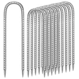 11 Pack Ground Garden Rebar Stakes Rebar 12 Inch Anti-Rust Galvanized Steel U Shape Hook Heavy Duty Ground Anchors for Tents, Position Kits,Fences, and Trampolines Landscape Fabric