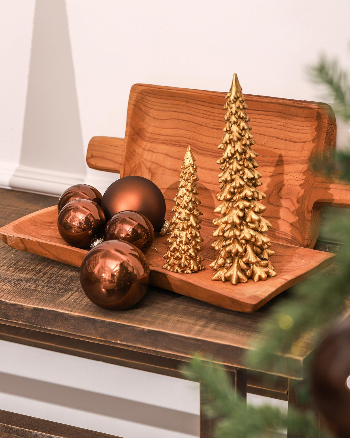 DN DECONATION Brown Glass Christmas Ball Ornaments, Set of 9, 3' Hanging Christmas Baubles for Xmas Tree Decoration, Wedding Party Gift