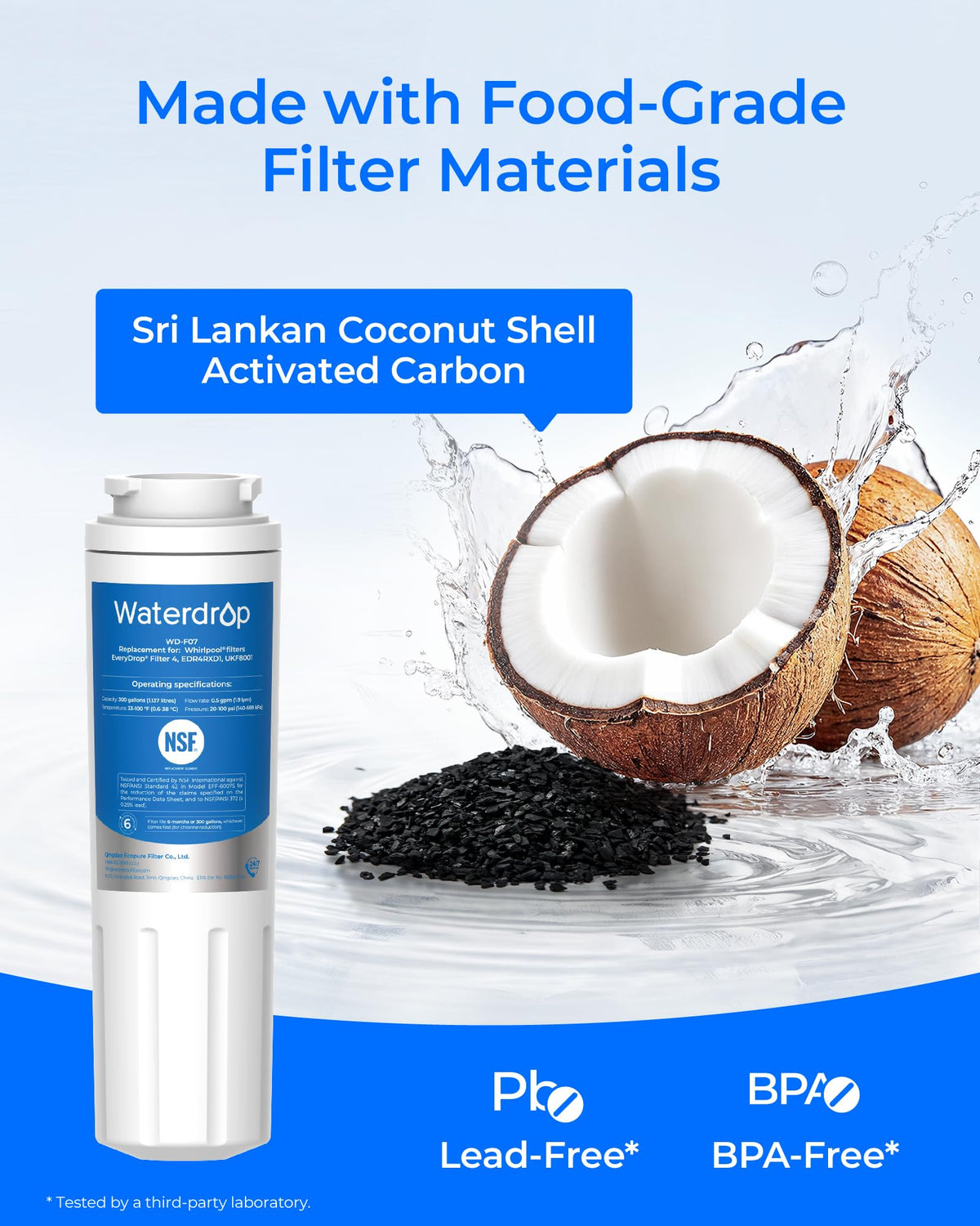 Waterdrop EDR4RXD1 Water Filter Replacement for EveryDrop® Filter 4, 3 Pack