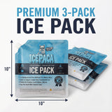 Icepaca Ice Pack for Coolers, (3 Pack) High Performance, Reusable Long-Lasting Cold Pack for Lunch Boxes, Camping, Travel & Marine Use – Non-Toxic, Leakproof, No Watery Mess, Small Size (10"X10")