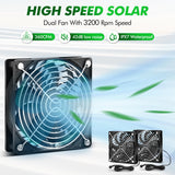 5.5" Solar Fan, Solar Panel Fan, 30W Solar Powered Fan with Dual IPX7 Waterproof Fans for Outside Chicken Coops, Greenhouses, Sheds, Intake or Exhaust Air Fan, Solar Ventilation Fan, Solar Exhaust Fan