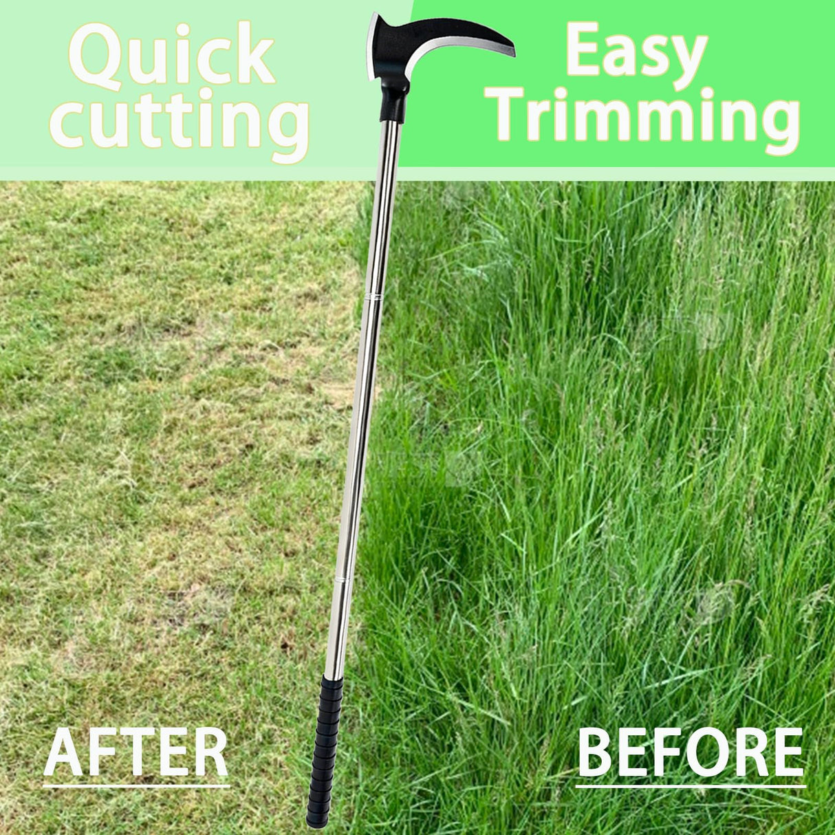 Haipeiyl Harvesting Weeding Sickle, Manual Weeder Tool with Sharp Double Blade Head, Upright Scythe for Weeding Farm Harvesting Clearing Vines Yard Gardening Pruning