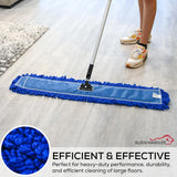 KLEEN HANDLER 3 Pack of 36 Inch Microfiber Dust Mop, Large Washable Commercial Mop Head Replacement, Sweeper, Janitorial Supplies, Blue