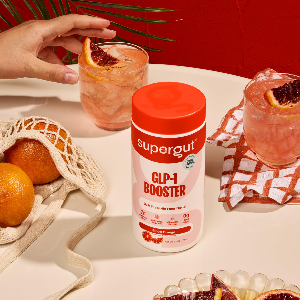 Supergut Gut Healthy Flavored GLP-1 Booster, Blood Orange - High Fiber GLP-1 Supplement Powder for Women & Men - Sugar-Free Drink Mix for Gut Health & Digestive Support (18 Servings)