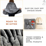 Premium Double Layer Poncho Blanket -No Sleeves Easy On Easy Off- Drape and Go- Top Christmas Gifts for Grandma, Gift for Mom and Elderly Women (Silver Grey)