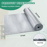 Reflective Bubble Insulation Sheet, Double Side Aluminum Foil Bubble Shield, Aluminum Foil Thermal Insulation Radiant Barrier for Windows, RV, Roof, Garage Door (23.6IN X 15FT)