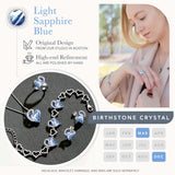 Leafael Infinity Love Heart Gift Bracelet for Women, March & December Birthstone Crystal, Light Sapphire Blue, Silver Tone Birthday Jewelry for Her, Mom, and Wife, 7-inch Chain and 2-inch Extender