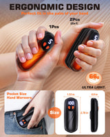 Hand Warmers Rechargeable 2 Pack, 6000mAh Electric Hand Warmers, 5-Level Heating with Battery Display, Reusable Portable Pocket Heater, Gifts for Christmas, Outdoor, Golf, Travel, Hunting, Camping