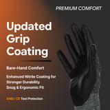 DEX FIT Nitrile Work Gloves FN330, 3D-Comfort Stretchy Fit, Firm Grip, Thin & Lightweight, Touch-Screen Compatible, Durable, Breathable & Cool, Machine Washable; Black XS (6) 12 Pairs