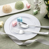 BUCLA 200 Pieces Silver Plastic Silverware - Heavy Duty Disposable Cutlery set - 100 Silver Plastic Forks, 100 Disposable Spoons for Catering, Parties, Dinners, Weddings and Christmas