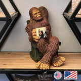 Bella Haus Bigfoot Garden Statue | Sasquatch Enjoying Morning Coffee | Whimsical Bigfoot Cabin Décor for Yard Patio Office or Home | Mythical Coffee-Loving Sasquatch Figurine | Hand-Painted Resin