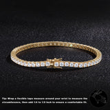 Gemsme 3mm Tennis Bracelet Cubic Zirconia Gold for Women Men 7.5"