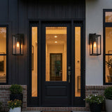 Globe Electric 44176 1-Light Outdoor/Indoor Wall Sconce, Matte Black Finish, Clear Glass Shade, Weather-Resistant Modern Exterior Light