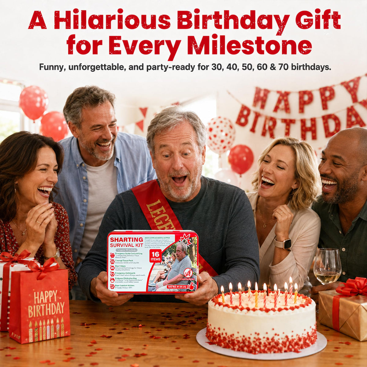 Hawkrown Sharting Survival Kit - Funny Gag & White Elephant Gifts for Men