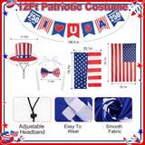FODAHRWS 5Pcs 4th of July 12 Ft Patriotic Skeleton Clothes Set with Independence Day Hat Cape Shorts Bow Tie Banner Giant Skeleton Outfit for 250th Anniversary Celebration Yard Lawn Garden Decor