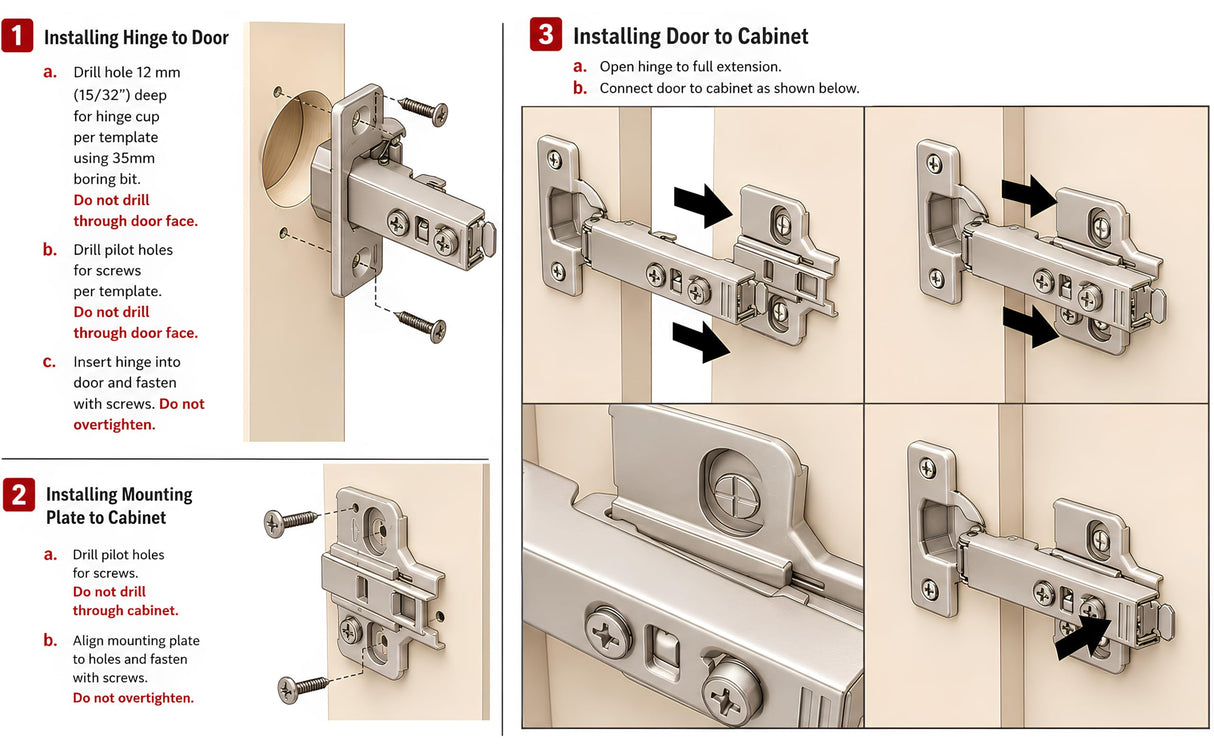 Berta 10-Pack Full Overlay Frameless Soft-Close European Hinges, 110° 3D Adjustable, Clip-On Concealed Kitchen Cabinet Door Hinges with Screws - Ideal for Modern Cabinets