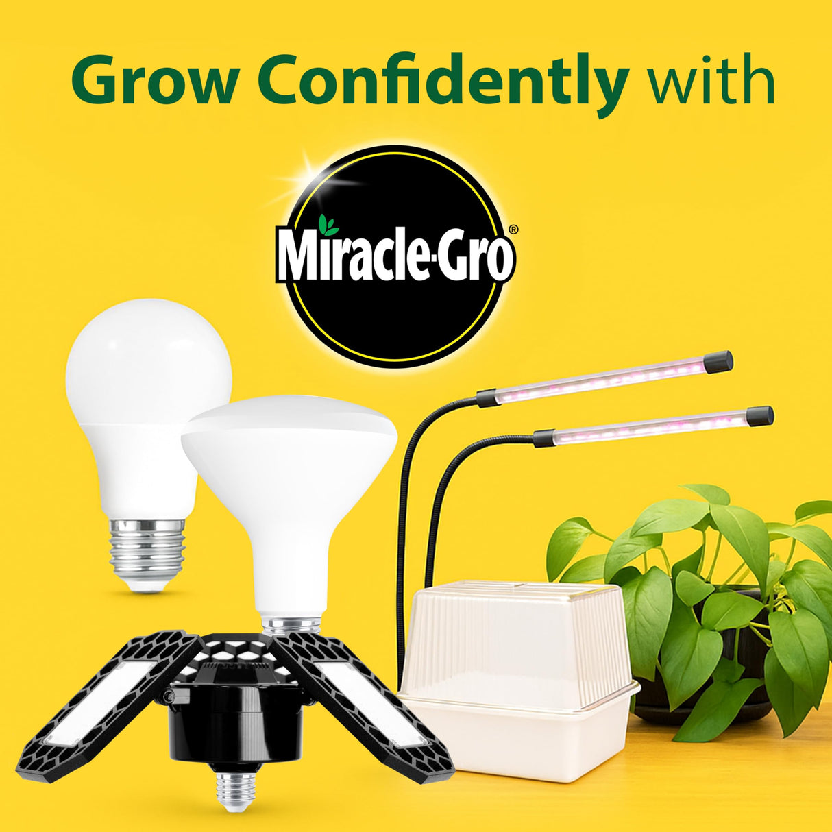 Miracle-Gro, Grow Light for Indoor Plants - 10W LED, Flexible 2-Head, Selectable Spectrum for Indoor Plants, Seeds, Herbs, Flowers, Plug-in Anywhere for Any Plant