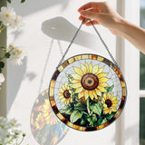 Sunflower Stained Glass Suncatcher, Stained Glass Window Hanging, 8 Inch Sunflower Suncatcher, Sunflower Glass Window Decor, Christmas, Mother's Day, Birthday, Gifts for Mom, Grandma Gift