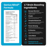 JustFloow Genius Mind® Nootropic Brain Supplement, Support Cognitive Function, Energy Levels, Focus & Memory Function - 17 Brain Boosting Ingredients Including Lions Mane, Bacopa, Ginkgo & Vitamin B12