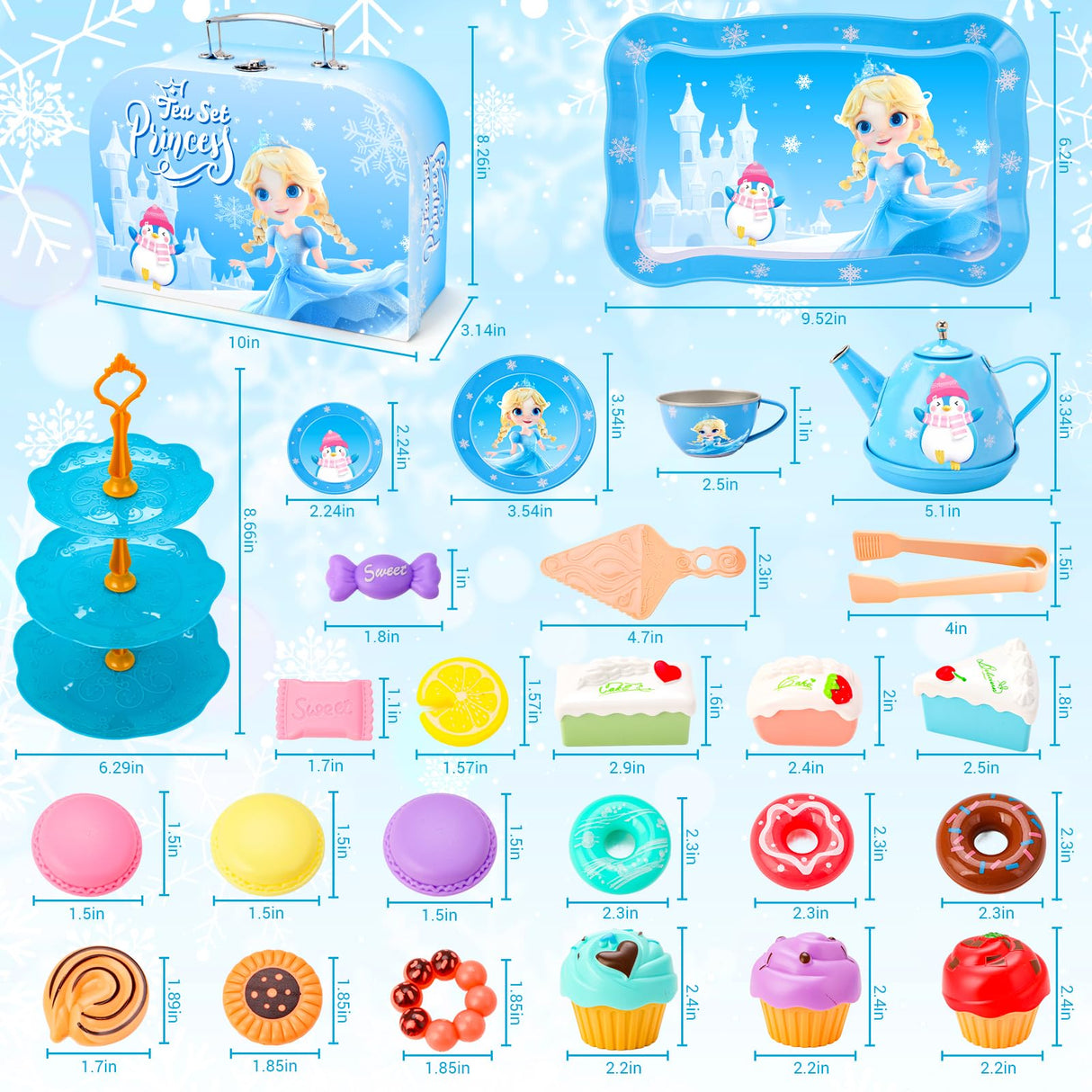 INNOCHEER Tea Party Set for Little Girls Toys, Toys for Kids, Tea Sets for Toddlers 3-5, Pretend Play Kitchen Toy, Birthday Christmas Princess Gifts Toys for 3 4 5 6 7 + Year Old Girls