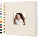 Hiwhy Scrapbook Photo Album Linen Cover, 10 x 10 Inch Hardcover Kraft White Pages Memory Book, for Travel Wedding Guest Book Christmas Baby Shower (40 Sheets/ 80 Pages,Beige)