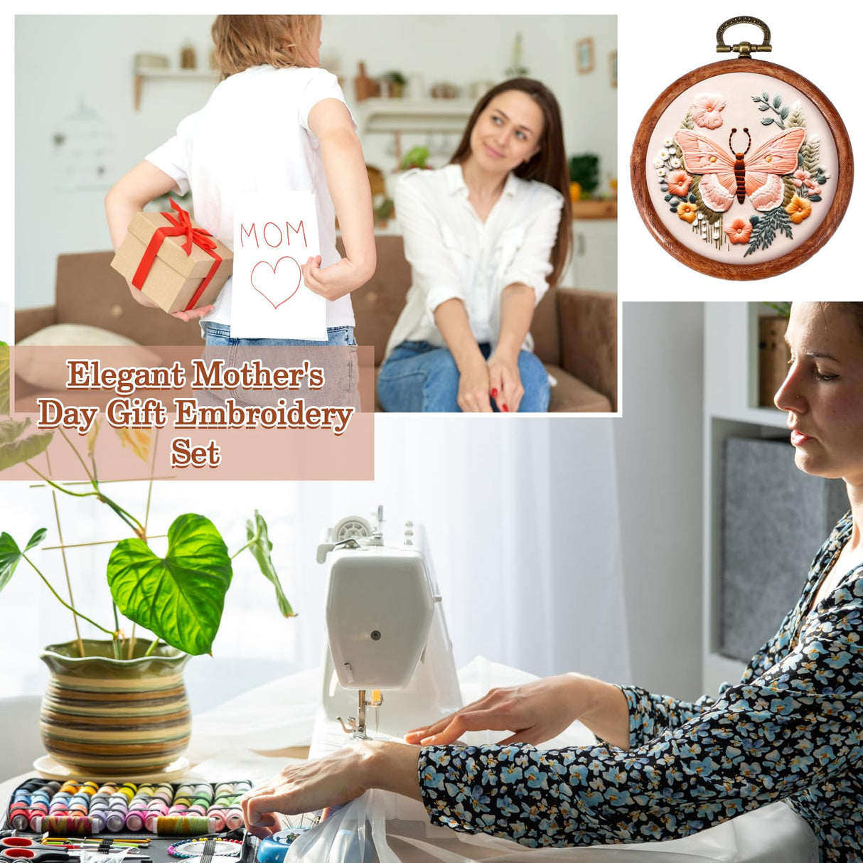 Burbell 15 Pcs 3 Inch Round Embroidery Hoops Frame Circle Rubber Hoops Ring Display Cross Stitch Ornament Imitated Wood Frame Kits for Christmas Halloween Craft Sewing DIY Hanging Gifts