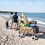 Kesfferch Beach Wagon with Big Wheels for Sand – 10" Balloon Tires & 450lb Heavy Duty Foldable Cart | Removable All-Terrain Design for Camping, Garden, Beach & Groceries