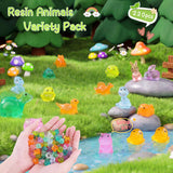 Lufstd 220pcs Mini Resin Animals - Resin Animals Mystery Bags,Individually Wrapped Blind Bags Tiny Animal Figurines for Dollhouse, Fairy Garden, Aquarium, Party Favors & DIY Craft Decor