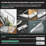 JOYMOOP Mop and Bucket Set with Wringer, Flat Mops for Floor Cleaning, Wall Mop Cleaner with Long Handle, Hardwood Floor Mop with 6 Microfiber Pads