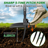 REILEIHODE Broad Fork Garden Tool, 63" Heavy Duty Broadfork Hand Tiller with Double 5+4 Sharp Tines, Garden Pitchfork with Ergonomic D-Shaped Handle, Spading Dig